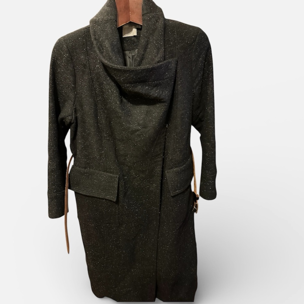ASOS Black ( salt and pepper long wool  Coat size 14 in great condition